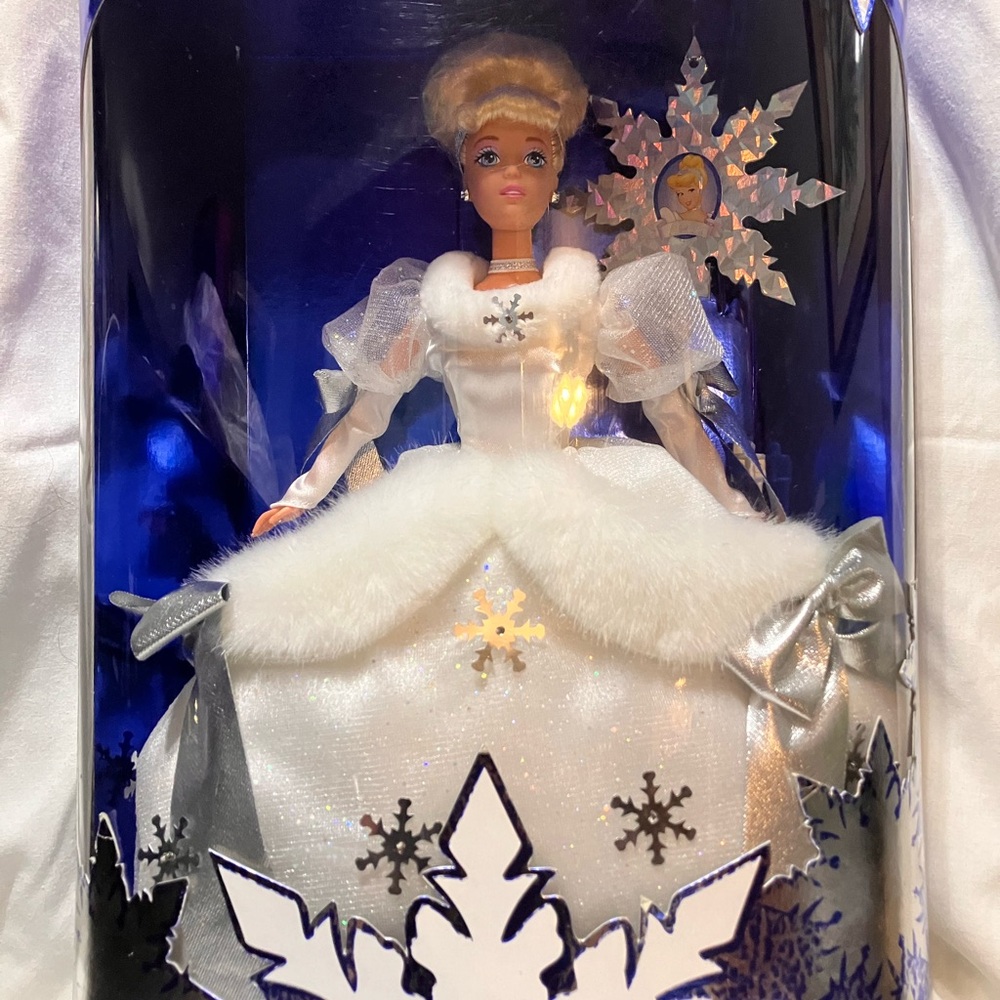 Elegant White and Silver Doll with Snowflake Accents
